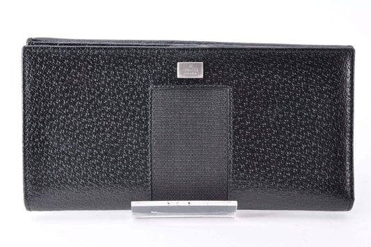 Portefeuille long zippé en cuir noir Gucci