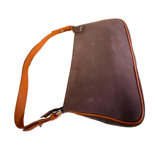 Bvlgari Purple Slogan-debossed Leather Shoulder Bag with Gold Hardware - VeeLuxeCollectives