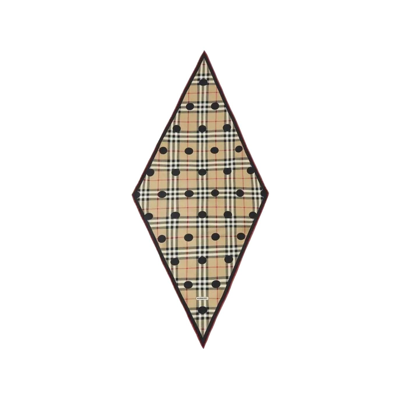 Burberry Polka Dot Check Print Silk Diamond Shaped Scarf - VeeLuxeCollectives