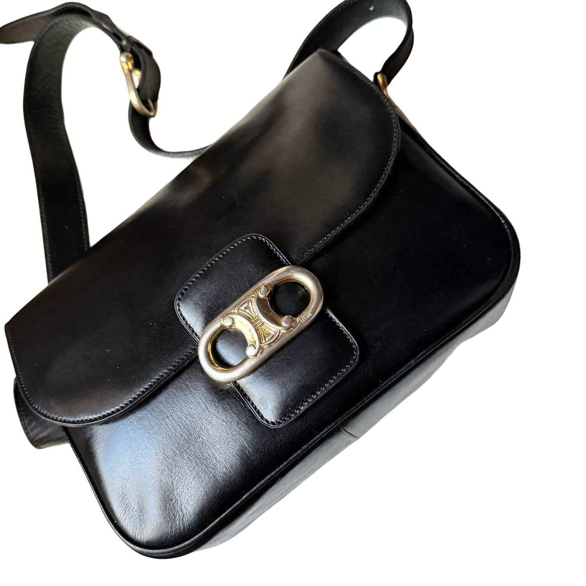 Celine Triomphe Box Black Leather Crossbody Bag