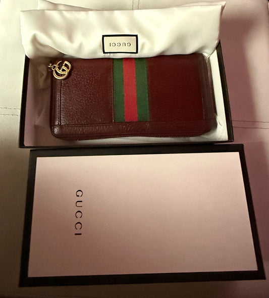 Gucci Ophidia web Stripe Zip Around Wallet