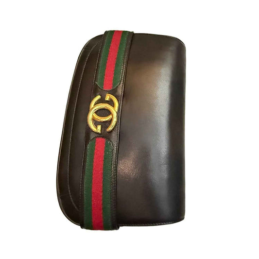 Gucci Black Web Stripe Clutch