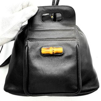 Gucci Bamboo Black Leather Backpack