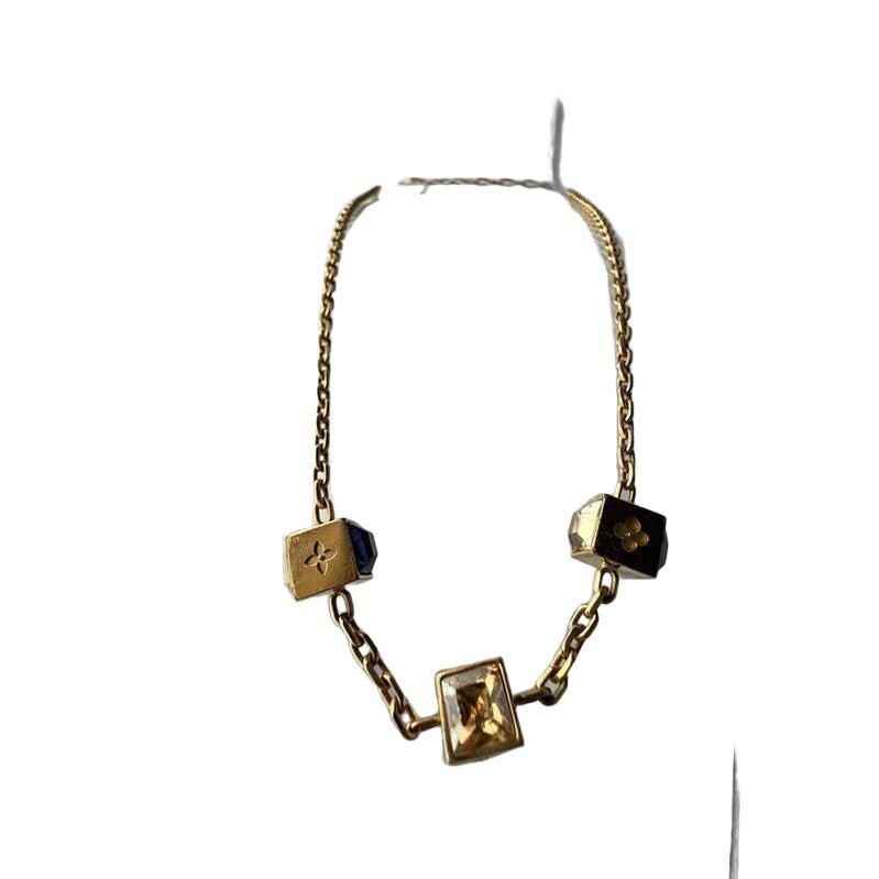 Louis Vuitton Collier Gamble Gold Plated Monogram Crystal Necklace