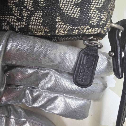Dior Saddle Bag Grey Blue and Black with Silver Accents