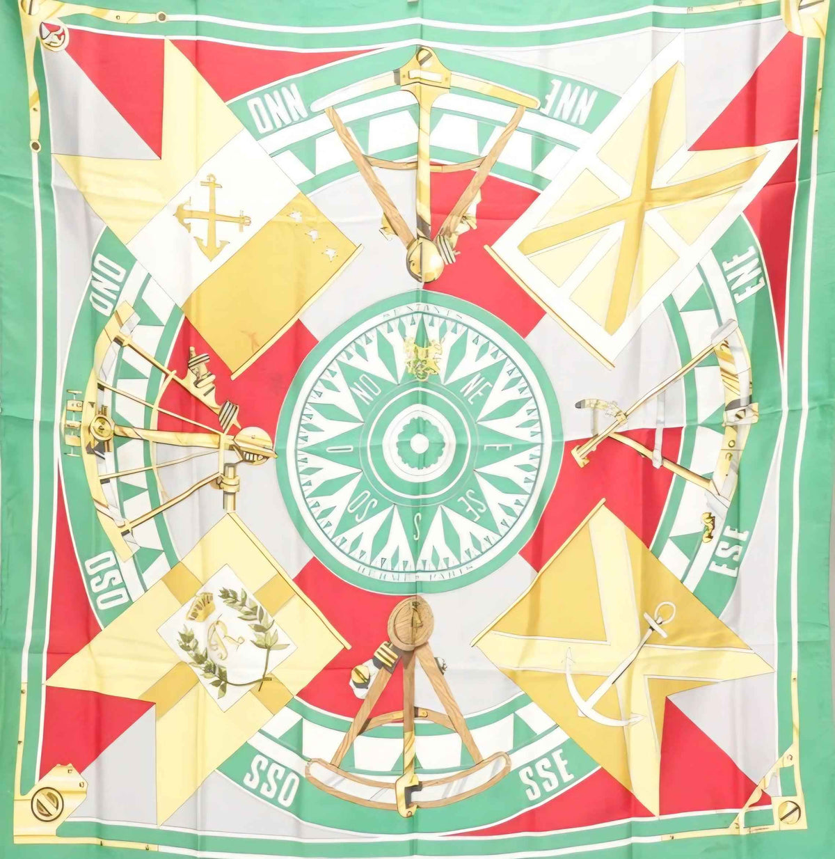 Hermès Carré 90 Silk Scarf Sextants Nautical Compass