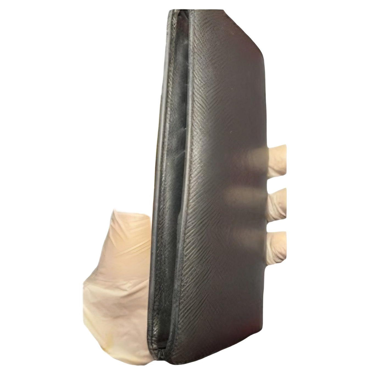 Louis Vuitton brown bi-fold wallet in Taiga leather with logo and multiple card slots.