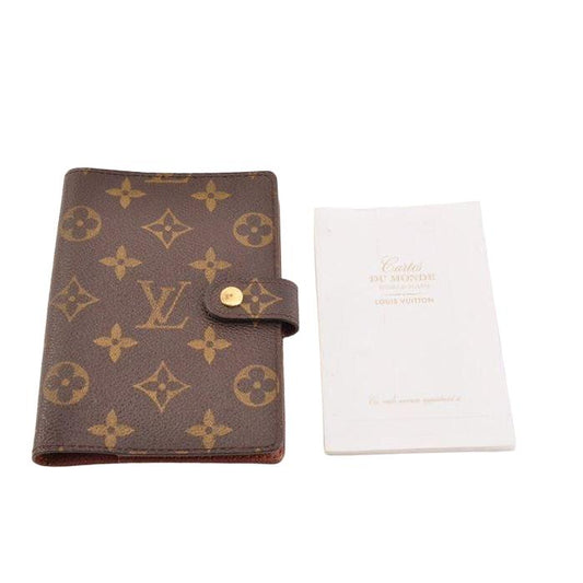Louis Vuitton brown agenda cover coated canvas with iconic monogram pattern.