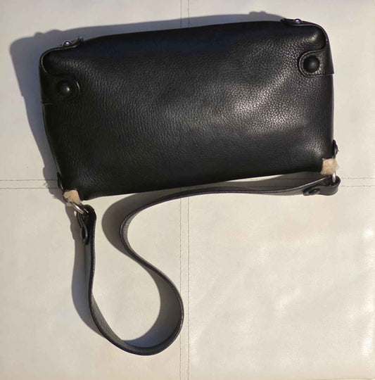 Salvatore Ferragamo Gancini Black Leather Bag with Shearling Trim