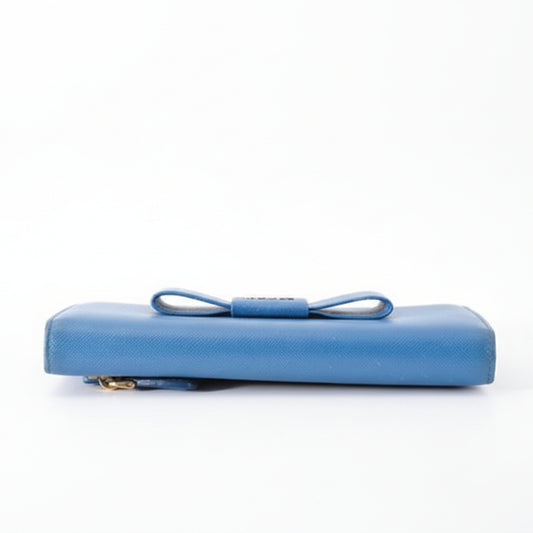 Prada Blue Bow Continental Long Wallet