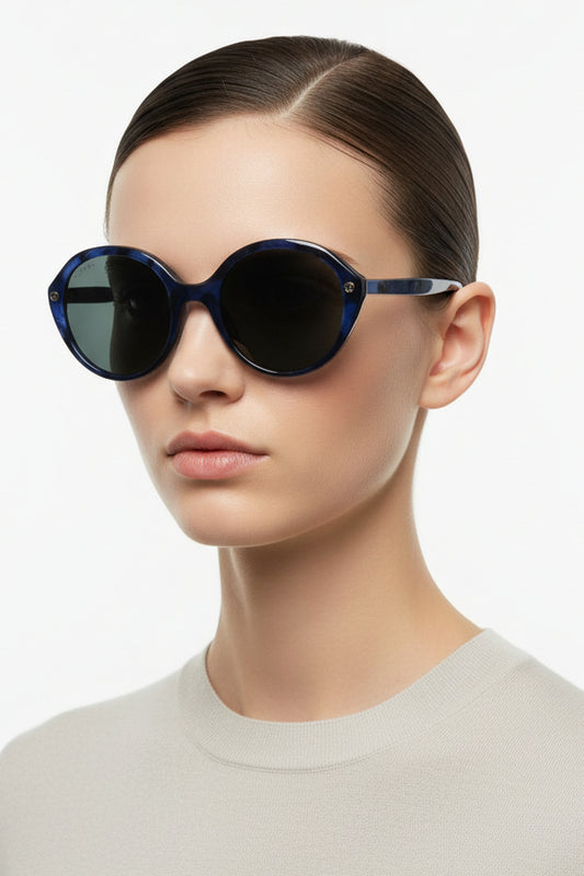 Gucci GG0023S Blue Gold Bee Motif Gradient lens Sunglasses