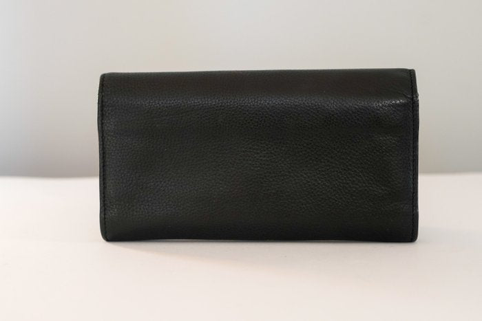 Chloe Georgia Wallet Black Leather Double Flap Long Wallet
