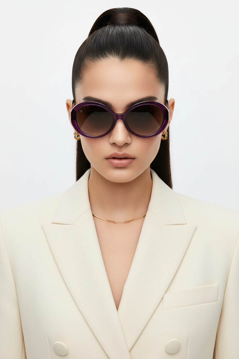 Louis Vuitton Z0560W Sunglasses Purple Glitter Oversized Designer Shades