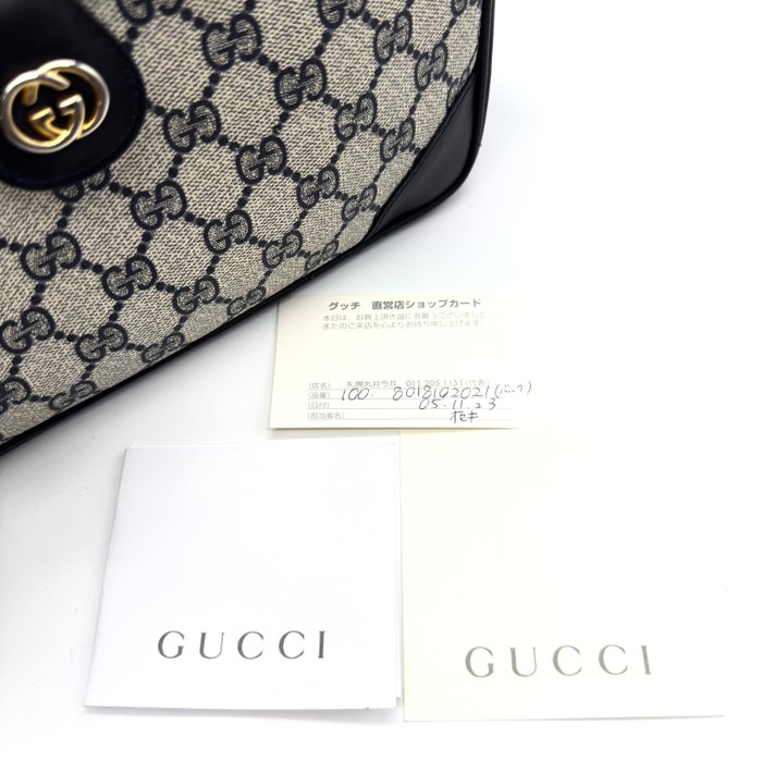 Gucci Vintage GG Supreme Shoulder Bag – Navy and Grey