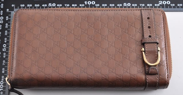 Gucci Brown Leather Zip Around Wallet Zippy Long Wallet