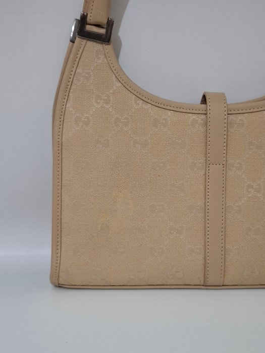 Gucci Jackie Beige GG Canvas and Leather Shoulder Bag