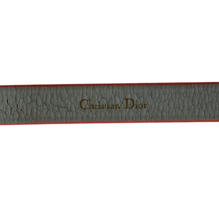 Christian Dior Red Leather Belt 70-20 with Rhinestone Buckle