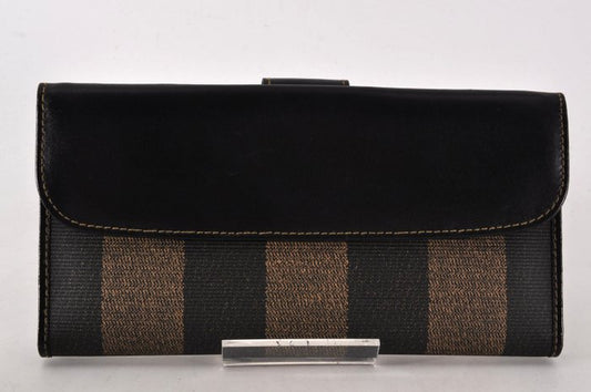 Fendi Black & Brown Long Wallet – Canvas & Leather