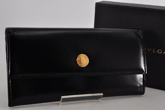 Bulgari Black Leather Long Wallet – Box Included