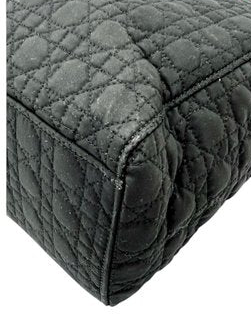 Christian Dior Black Quilted Nylon Tote Bag Medium Lady Dior