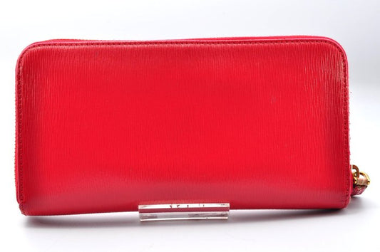 Prada Leather Zip-Around Wallet Red