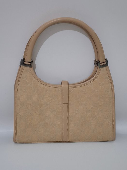 Gucci Jackie Beige GG Canvas and Leather Shoulder Bag