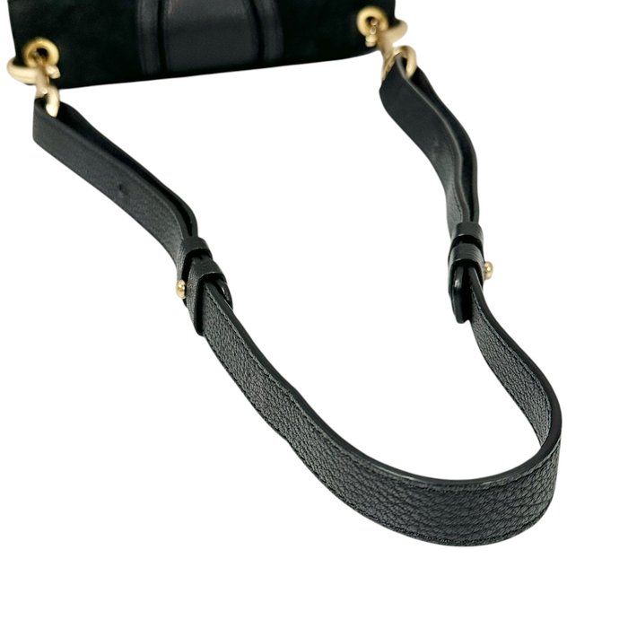 See by Chloé Hana Shoulder Bag – Black Suede & Leather with Gold-Tone Hardware