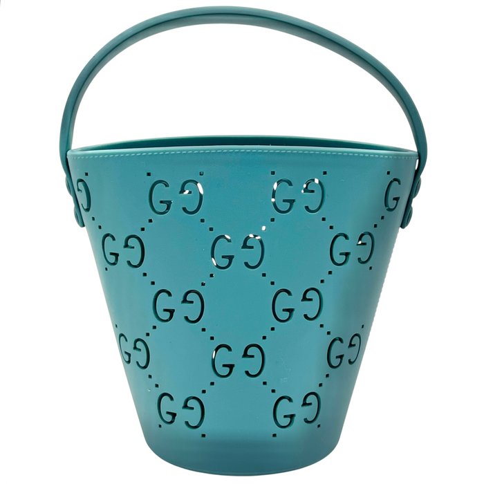 Gucci Turquoise GG Embossed Rubber/ Silicone Bucket Bag