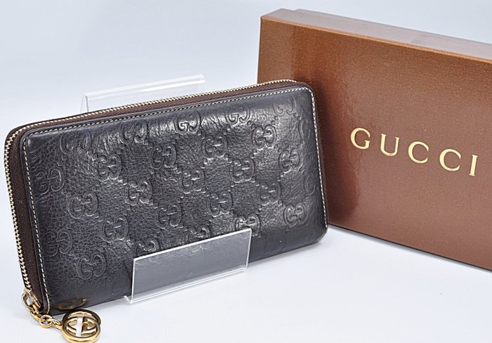 Gucci Brown Leather Zip-Around Wallet
