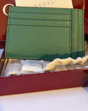 Gucci Green Grained Leather Card Holder