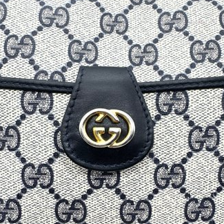 Gucci Vintage GG Supreme Shoulder Bag – Navy and Grey