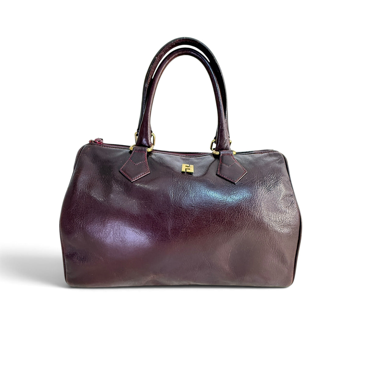Fendi Boston Hand Bag burgundy
