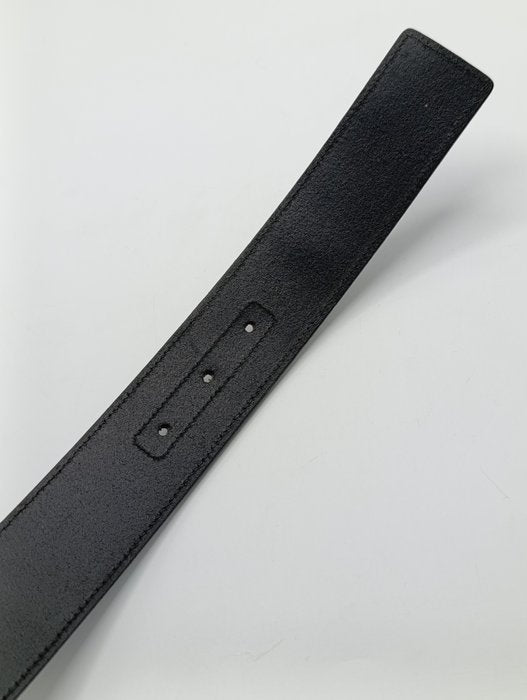 Gucci Black Leather Interlocking GG Buckle Belt