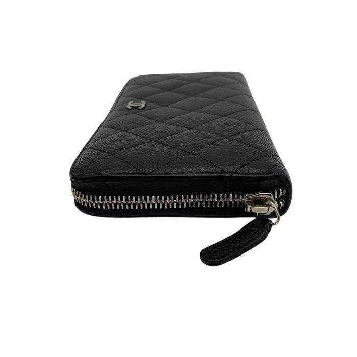Chanel Black Matelassé Quilted Leather Zip-Around Long Wallet400