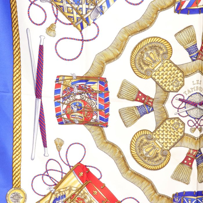 Hermès Les Tambours Carré 90 Silk Scarf by Joachim Metz