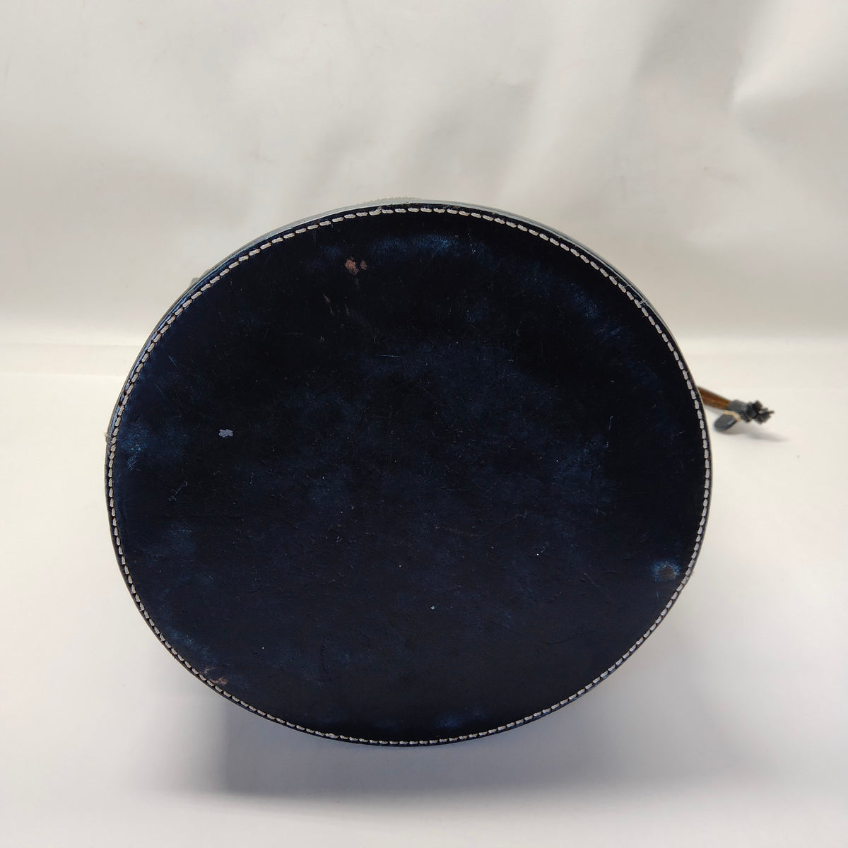 Fendi Hand Bag Navy Blue Canvas Drawstring Bucket Bag