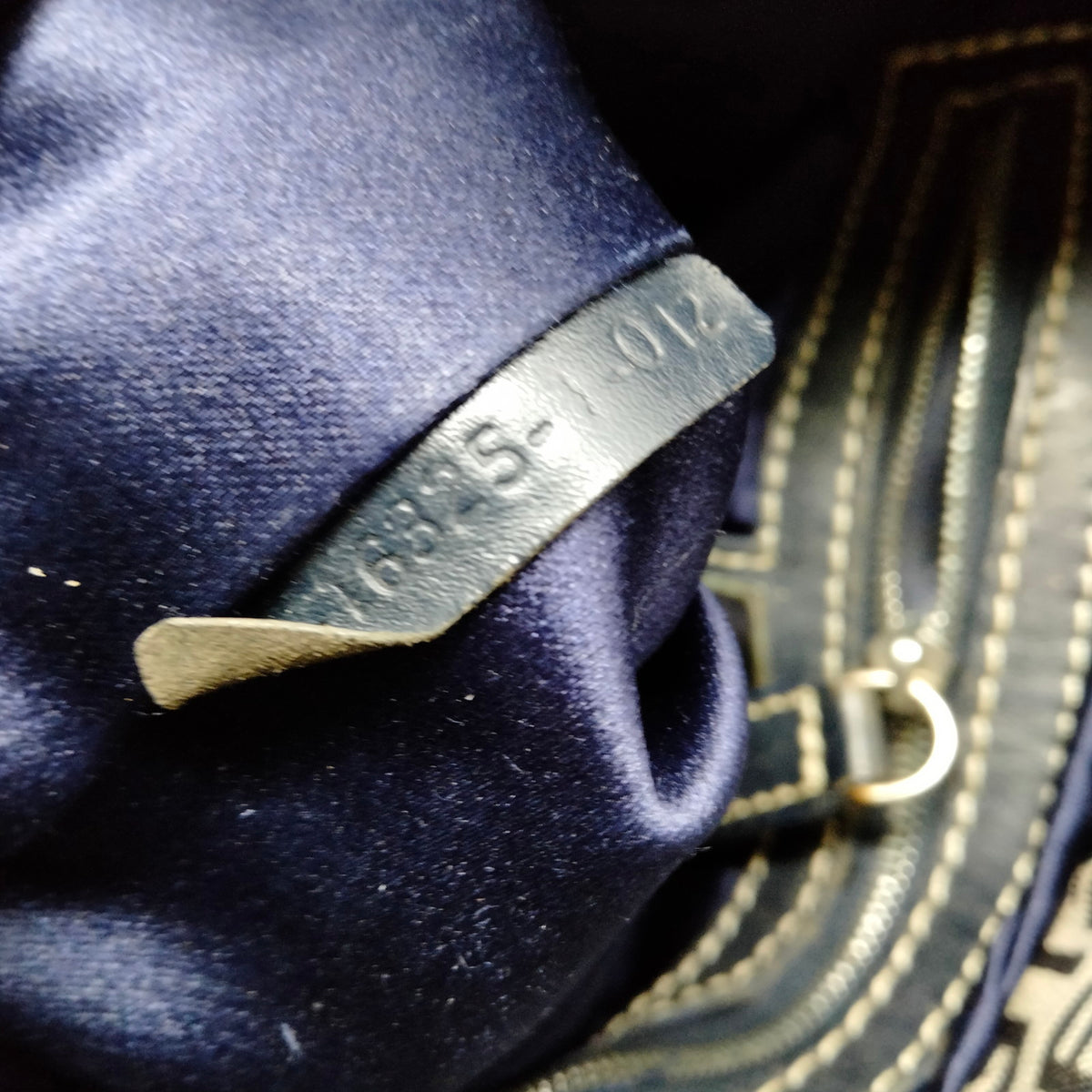 Fendi Hand Bag Navy Blue Canvas Drawstring Bucket Bag