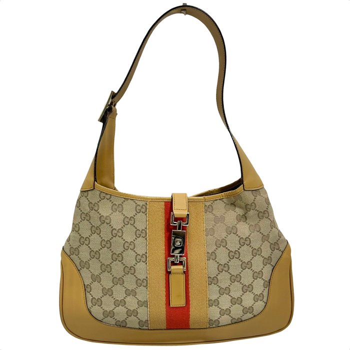 Gucci Jackie GG Canvas Shoulder Bag – Beige & Leather, Gold-Tone Hardware