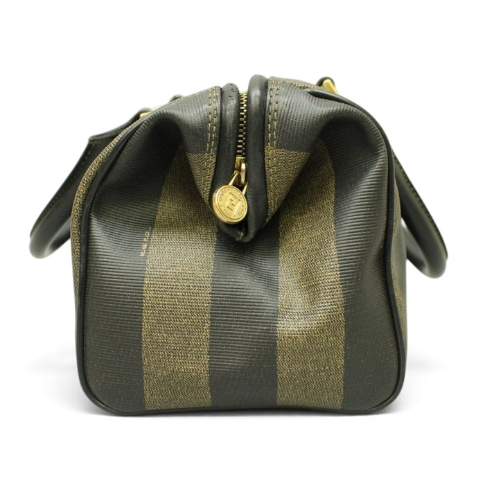 Fendi Pecan Vintage Handbag –black/brown Pequin stripe pattern