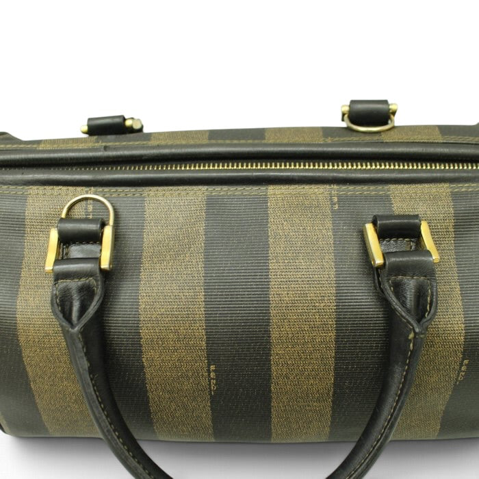 Fendi Pecan Vintage Handbag –black/brown Pequin stripe pattern