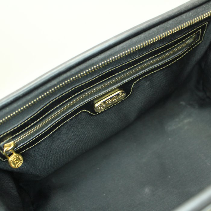 Fendi Pecan Vintage Handbag –black/brown Pequin stripe pattern