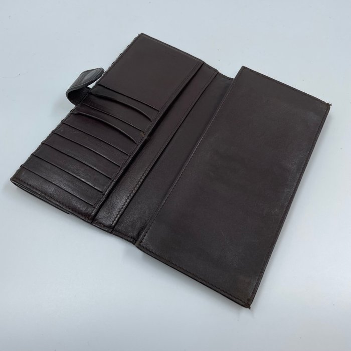 Bottega Veneta Intrecciato Continental Long Wallet –  Brown Leather