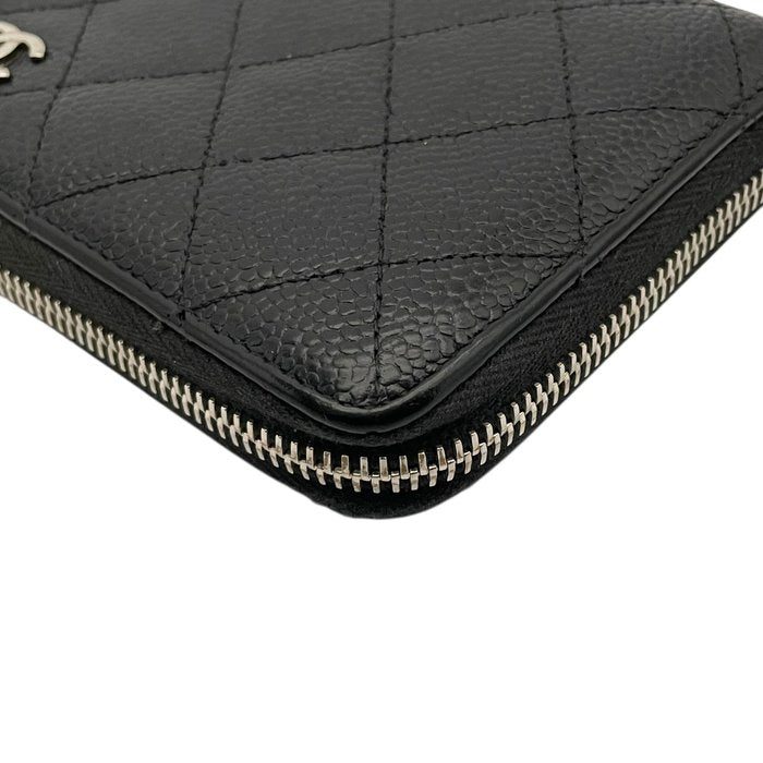 Chanel Black Matelassé Quilted Leather Zip-Around Long Wallet400