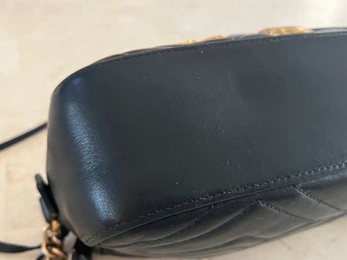 Gucci GG Marmont Animal Studs Black Leather Crossbody Bag