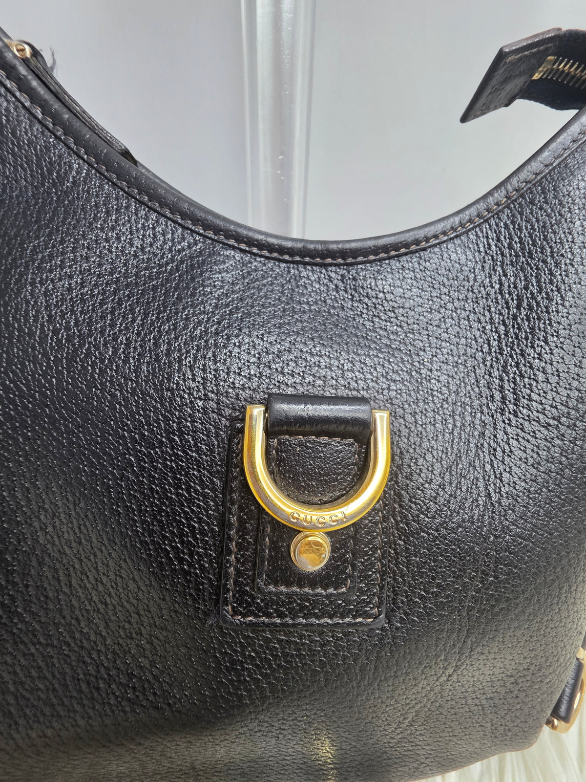 Gucci Abbey Handbag – Black Leather, Gold Tone Details