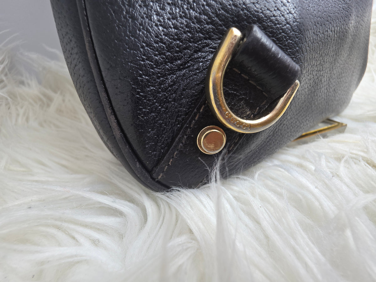 Gucci Abbey Handbag – Black Leather, Gold Tone Details