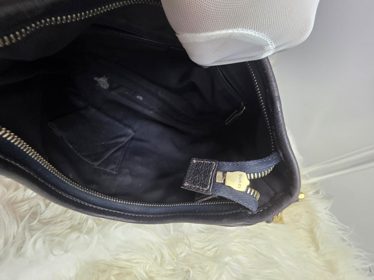 Gucci Abbey Handbag – Black Leather, Gold Tone Details