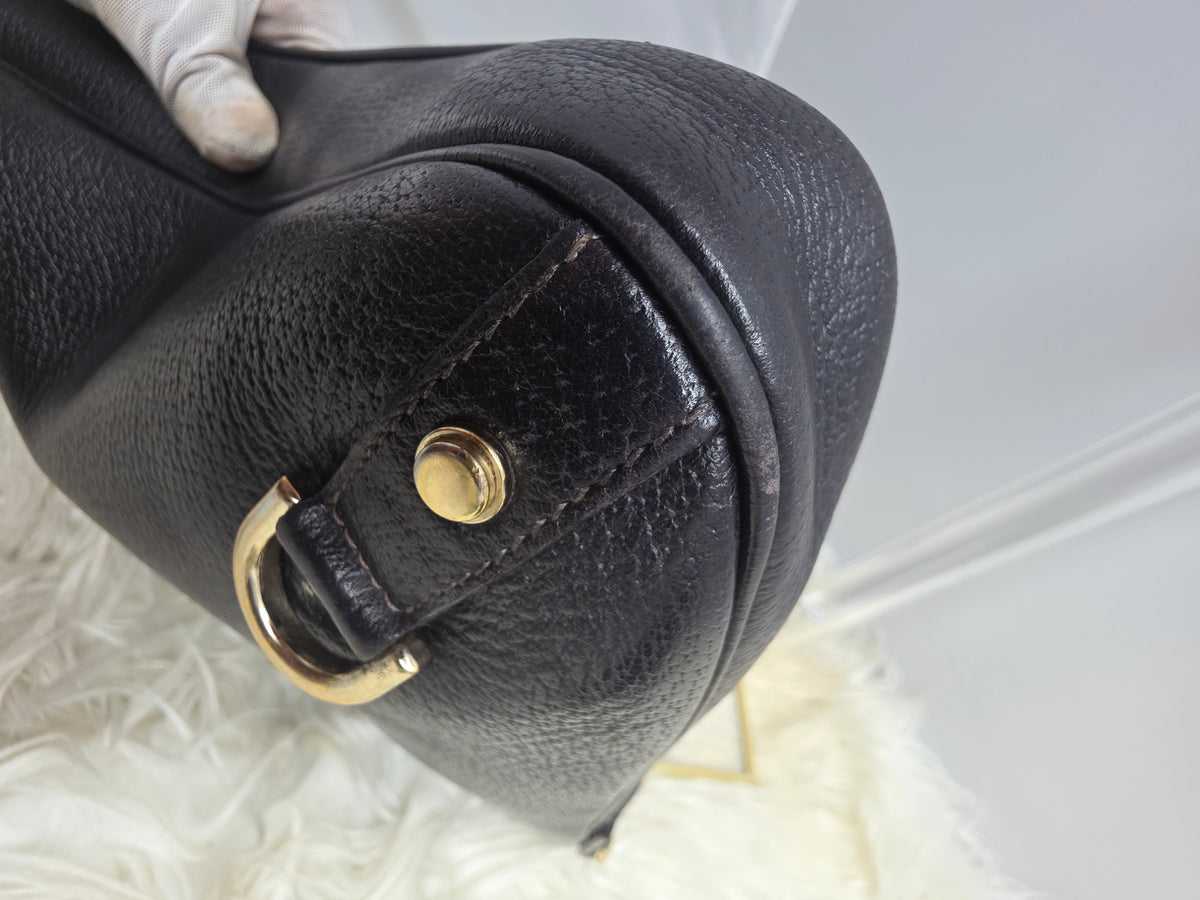 Gucci Abbey Handbag – Black Leather, Gold Tone Details