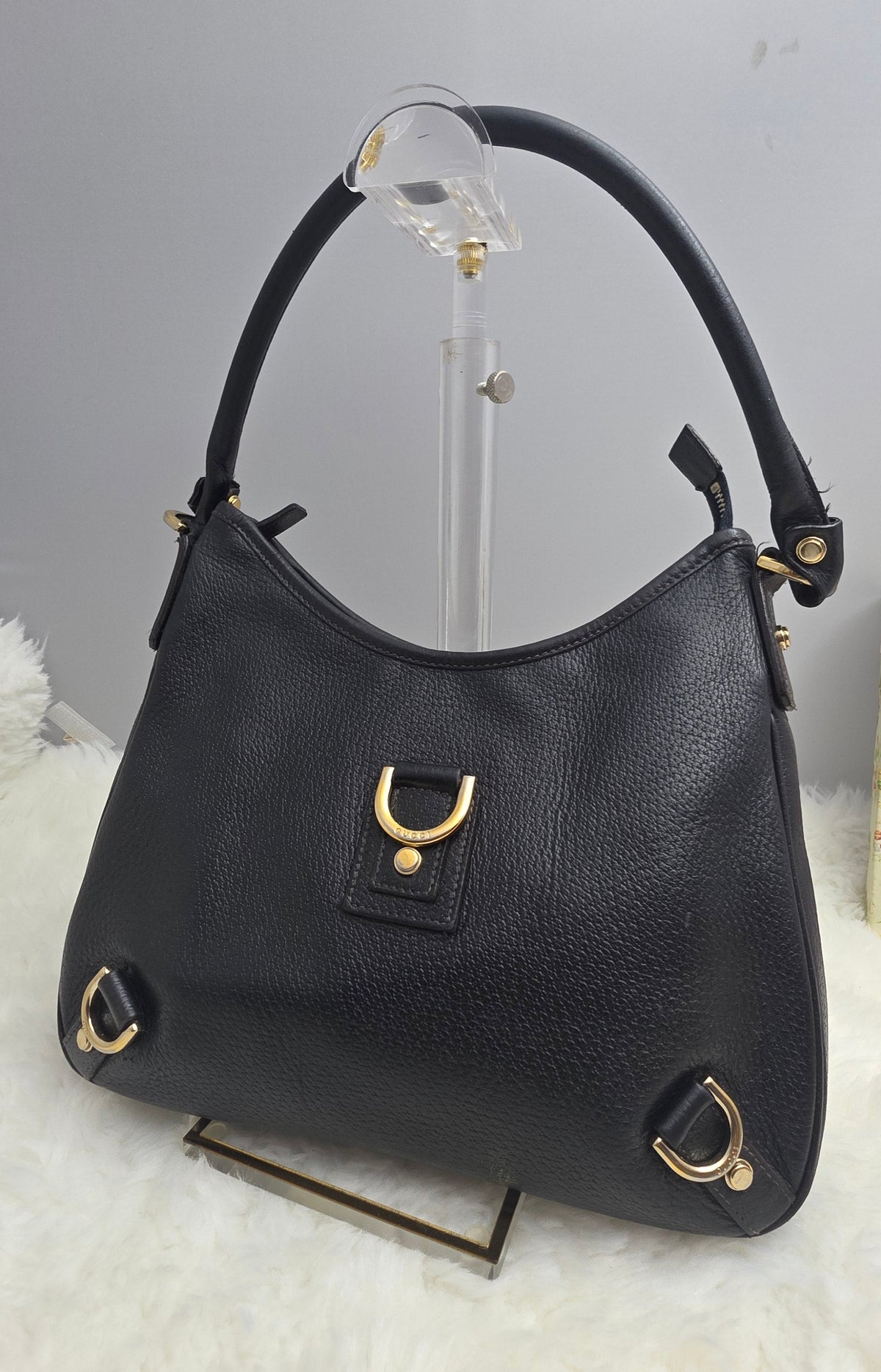 Gucci Abbey Handbag – Black Leather, Gold Tone Details