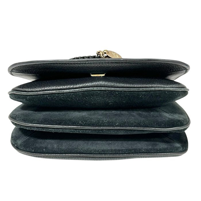 See by Chloé Hana Shoulder Bag – Black Suede & Leather with Gold-Tone Hardware